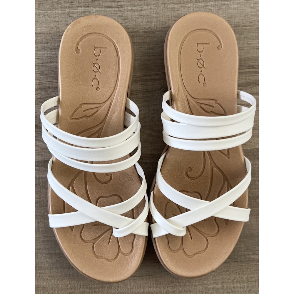 B.O.C Sandals Womens Size 7  M / White Strappy Thong Comfort Cushioned Shoes